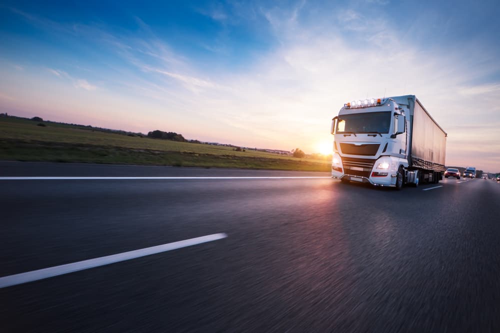 Lorry driving along European highway